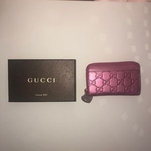 Gucci Women's Pink Guccissima Leather Zip Wallet